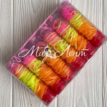 Резинки силіконові в колбі, 2,2 см, червоно-помаранчеві, упаковка 12 шт.