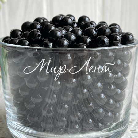 Перли 6 мм, чорні, 1 шт. (пластик)