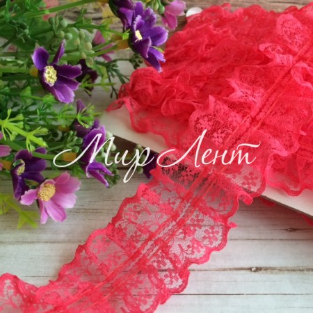 Мереживо-рюша, 4 см, коралове