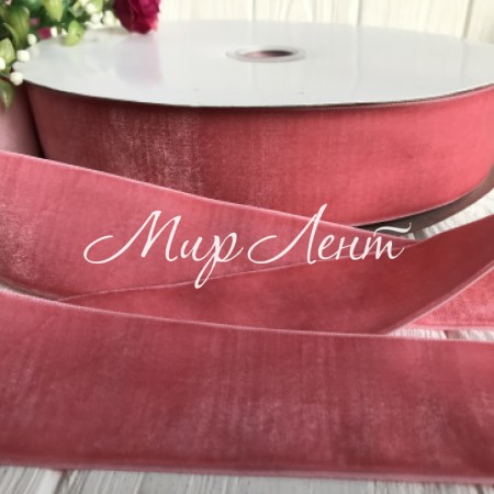 Стрічка велюр, 4 см, пудровий, метр