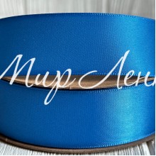 Атлас двосторонній (преміум), 2,5 см, світло-синій, метр