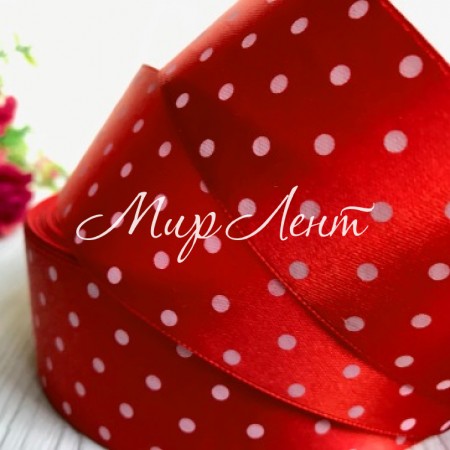 Атлас горох 4 см, червоний, метр