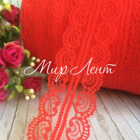 Мереживо завиток, 4,5 см, червоне (не стрейчеве), метр