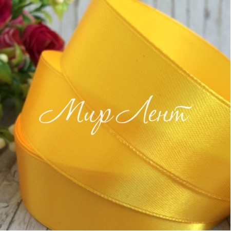 Атлас 2,5 см, темно-желтый, метр