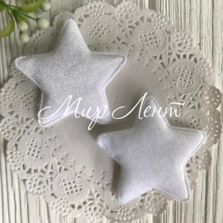 Аплікація велюрова зірочка, 5,5 см, білий, шт.