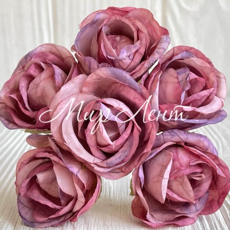 Мармурова троянда, 4,5 см, рожево-пудрова, пучок