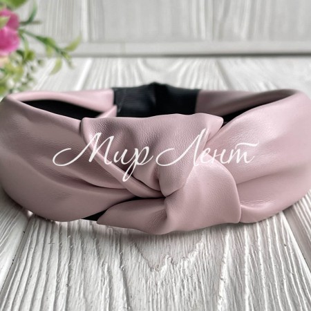 Обруч чалма из экокожи однотонный, 4 см, пудровый, шт.