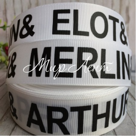 Репс з написом ELOT&PERCIVAL, 2,5 см, білий