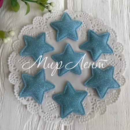 Аплікація/патч, зірочка (гліттер), 3,5 см, світло-бірюзовий