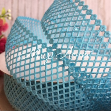 Мереживна стрічка сіточка, 4 см, світло-бірюзовий, метр
