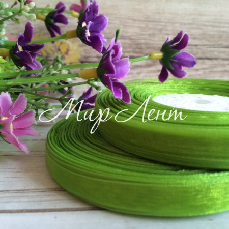 Органза 0,9 см, оливкова, рулон 45 м