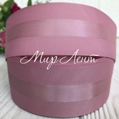 Репс з атласною смугою, 4 см, пудровий, метр