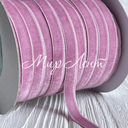 Стрічка велюр, 1 см, баклажановий, метр