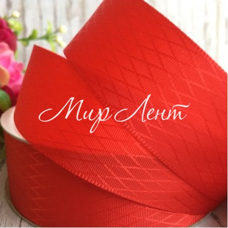 Атлас діагональ, 2,5 см, червоний