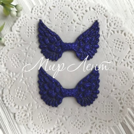 Аппликация крылышки с глиттером, 4,8х3,5 см, сине-фиолетовый, шт.