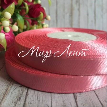 Атлас 0,9 см, пудровий, рулон 33 м