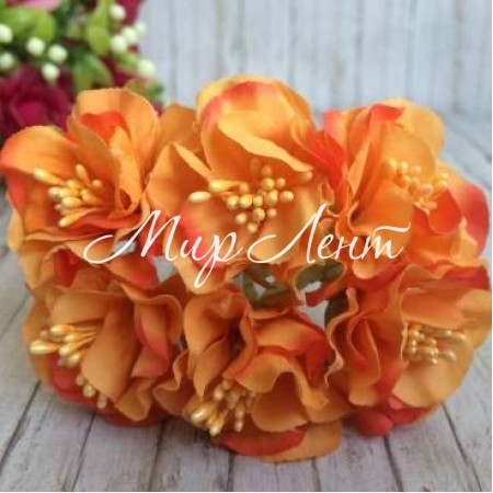 Хризантема (тканинна), 4,5 см, оранжево-червона