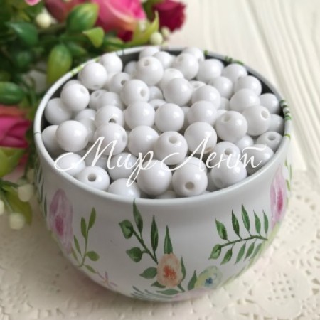 Намисто акрилова VIP, 8 мм, білий, 1 шт.