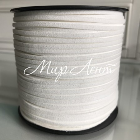 Шкіряний шнур, 3 мм, білий, метр