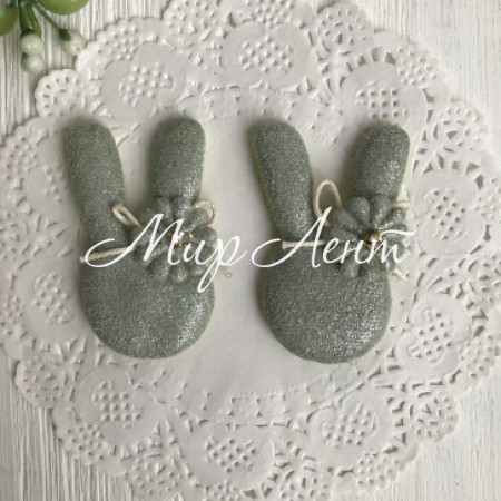 Аплікація тканинна кролик блиск, 5 см, оливково-сірий, шт.