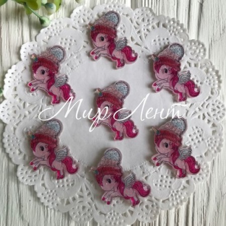 Кабошон Єдиноріг з гліттером, 3 см, у шапочці, шт.