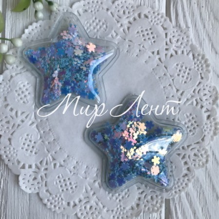 Силіконова зірочка з наповнювачем, 5 см, бірюзові квіточки, шт.