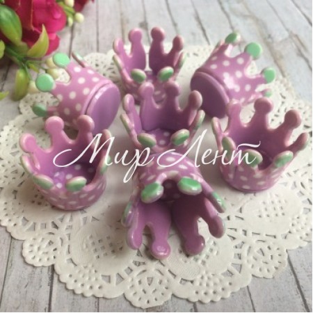 Корона (пластик), 20 х 23 мм, лиловый с мятным в горох