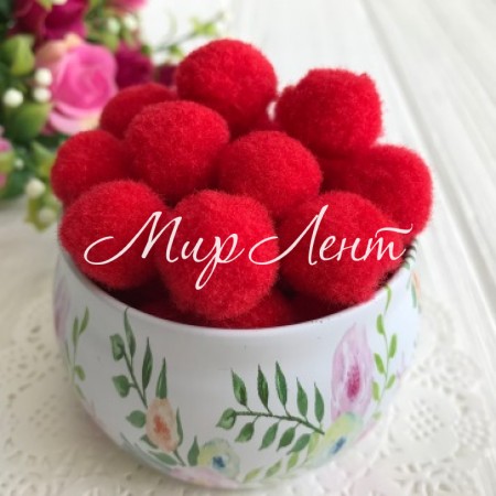 Помпони, 1,8 см, червоний, ціна за 1 шт.
