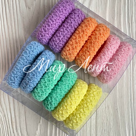 Резинка в коробці (вязка), 4,5 см, пастельні тони, упаковка 12 шт.