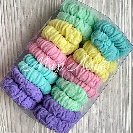 Резинка в коробці (жатка), 4,5 см, пастельні тони, упаковка 20 шт.