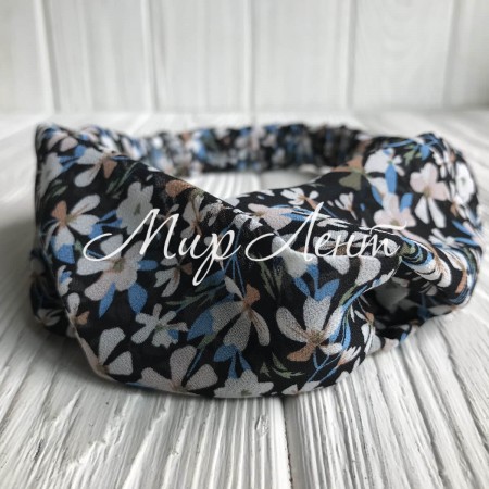 Пов'язка-обкладинка шифон в квіточку, 6 см, чорна, шт.