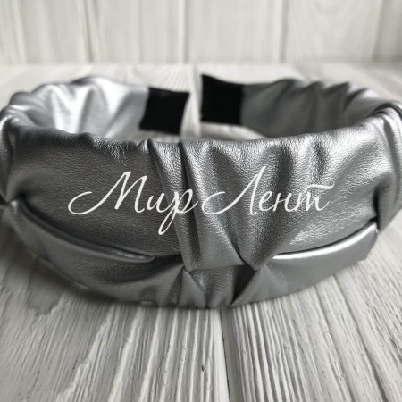 Обруч екошкіра жниварка, 4 см, срібний, шт.