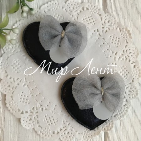 Аплікація тканинна серце з бантом, 4,5х4 см, сапфіровий, шт.