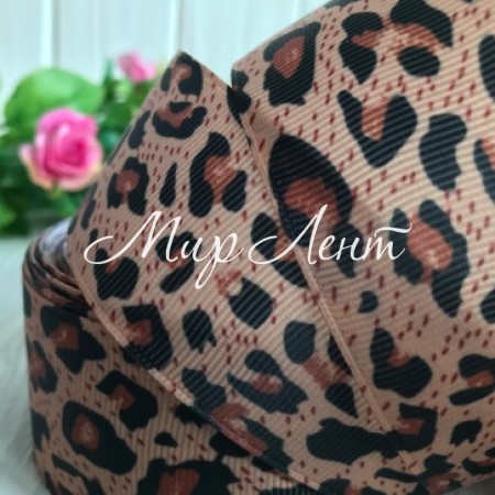 Репс 4 см, карамельний леопард, метр