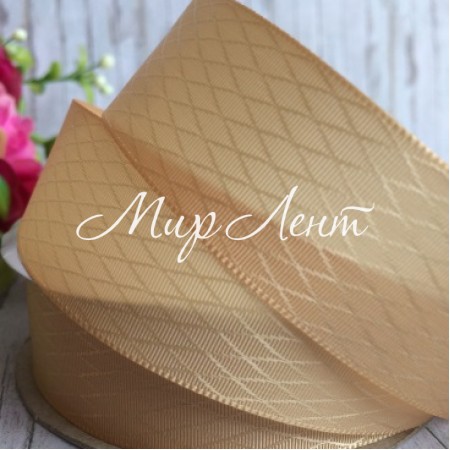 Атлас діагональ, 2,5 см, золото