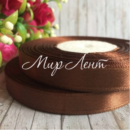 Атлас 0,9 см, коричневый, рулон 33 м