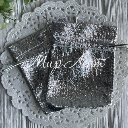 Парчевый мешочек, 7х9 см, серебро, шт.