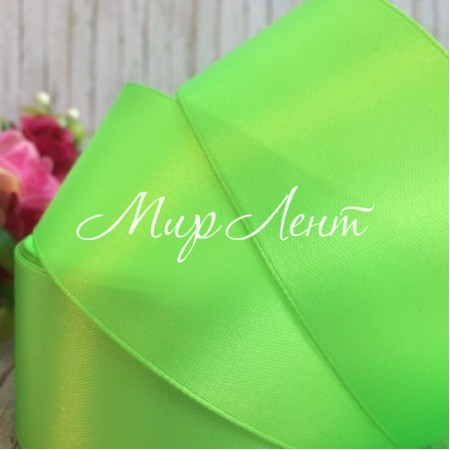 Атлас 4 см, темно-салатовий, метр