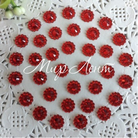 Серединка-хрусталька цветочек, 8 мм, красный, шт.