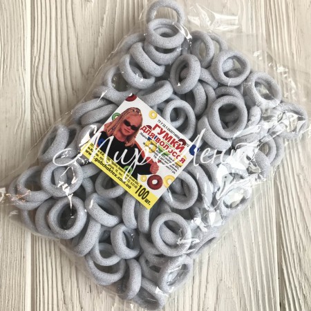 Гумка Калуш з люрексом, 2,5 см, біла, упаковка 100 шт.