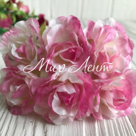 Фрезия, 3,5 см, бело-малиновый, пучек из 6 цветочков