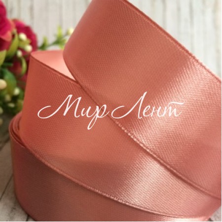 Атлас 2 см, бежево-рожевий, метр