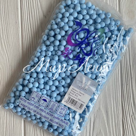 Бусина матова "Зефірка", 8 мм, блакитна, шт.