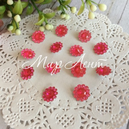 Серединка квіточка-ромбик, 11 мм, яскраво-рожева