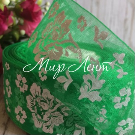 Органза півонія, 4 см, зелений