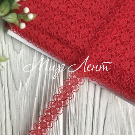 Мереживо Амелі (нестрейчеве), 1,5 см, червоний, метр