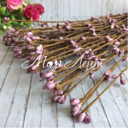 Декоративна гілочка з тичинками, 40 см, пудра