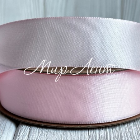 Атлас двосторонній (преміум), 2,5 см, світло-рожевий, метр