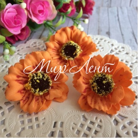 Бутон маку (фоаміран), 4 см, помаранчевий