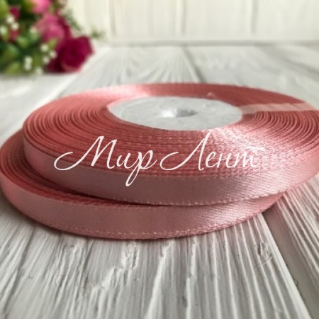 Атлас 0,6 см, розово-пудровый, рулон 33 м